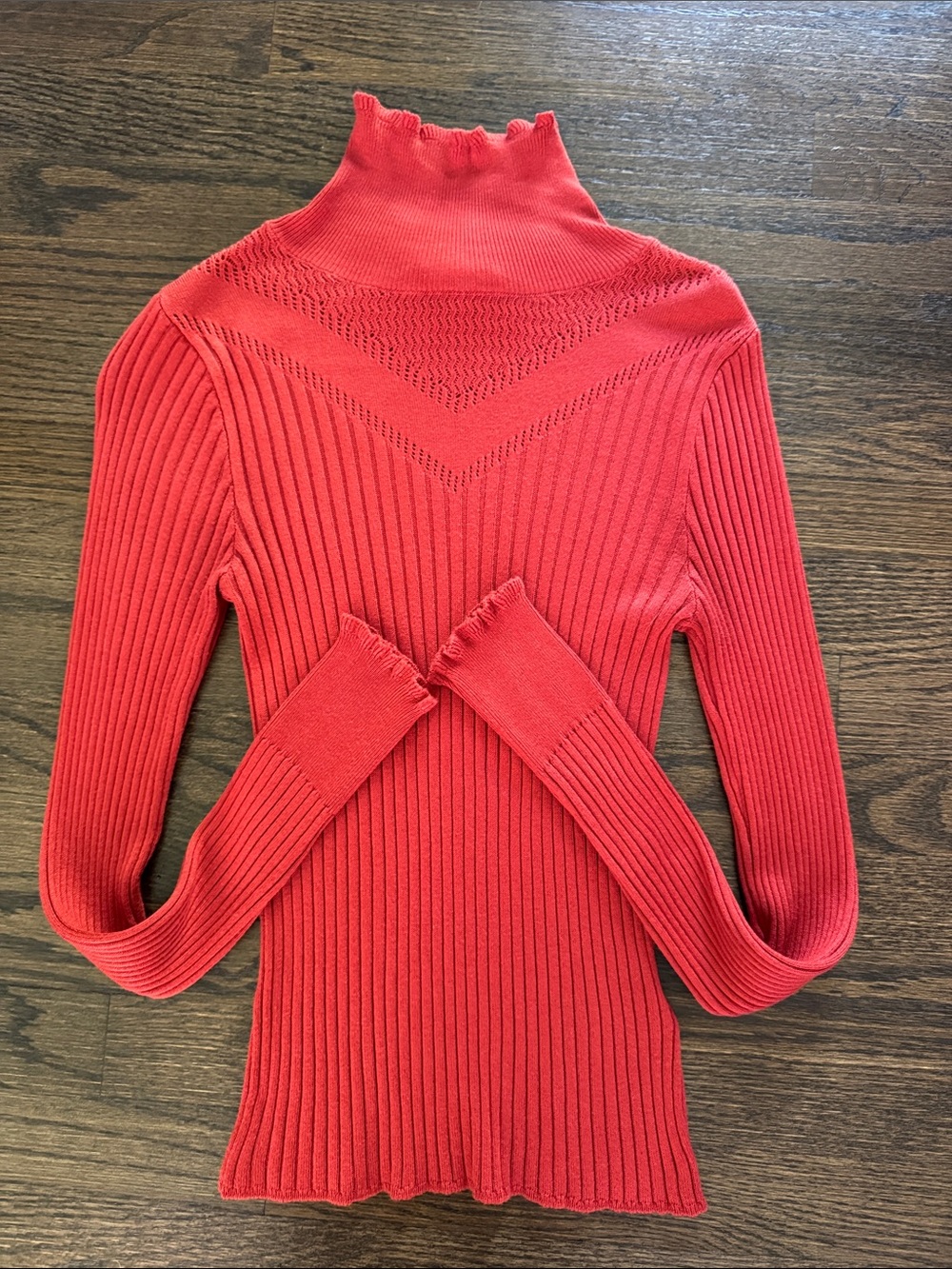 Topshop Red Ribbed Turtleneck Sweater